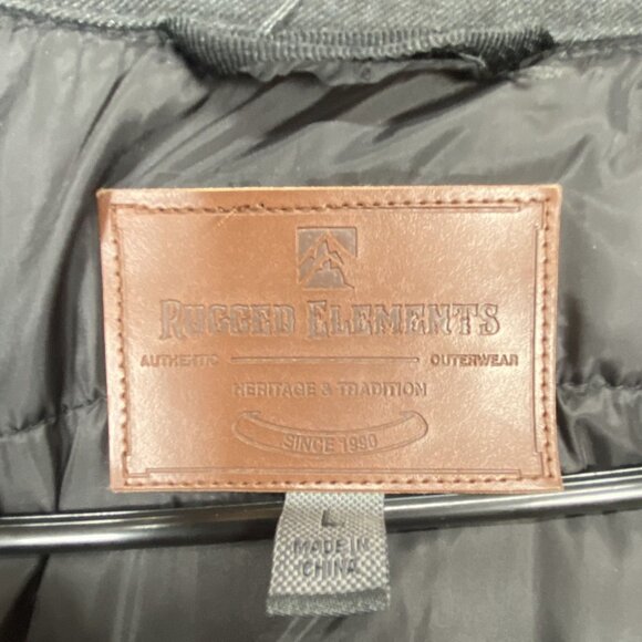 Mens Rugged Elements Dark Gray Jacket Snap Button Pockets SZ L Quilted Lining - Picture 4 of 10